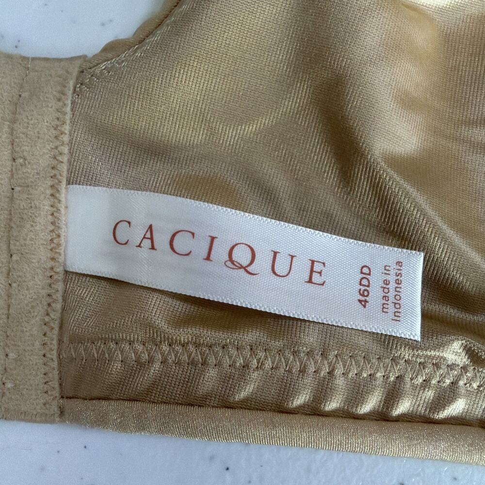 Cacique 46DD Bra Tan Lightly Lined Balconette Underwire convertible Closure New - Picture 10 of 14